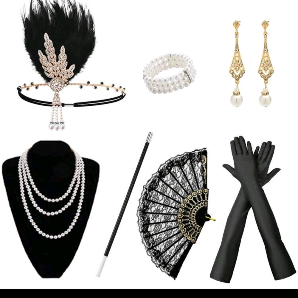 Black Long Gloves with Victorian Style Accessories.